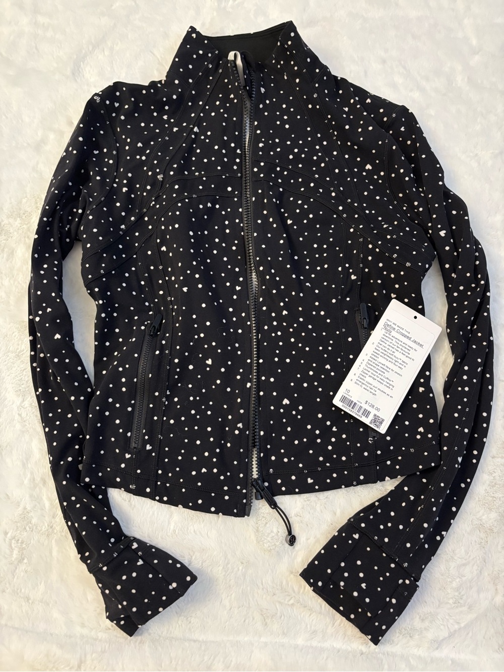 Lululemon Define Cropped Jacket Nulu SOLD OUT Black/Heart Scattered size 10 NWT - Picture 3 of 8